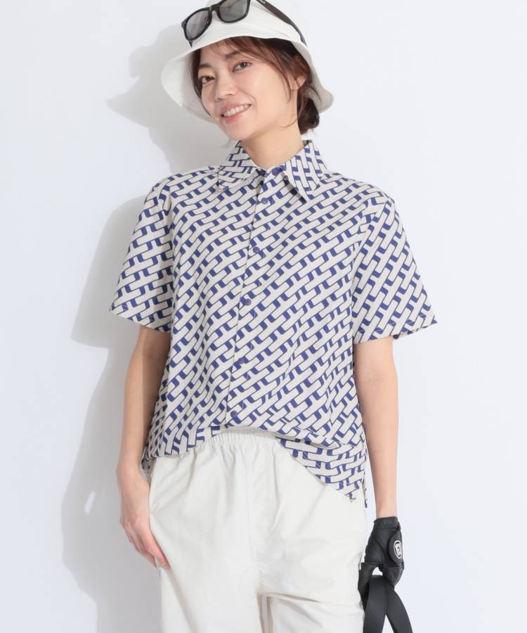 JL 総柄サッカー半袖ポロシャツ