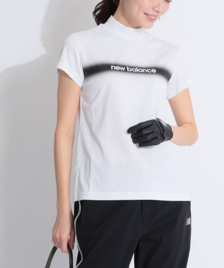 NB 【UV防透け】グラデーションライン半袖モックネックカットソー