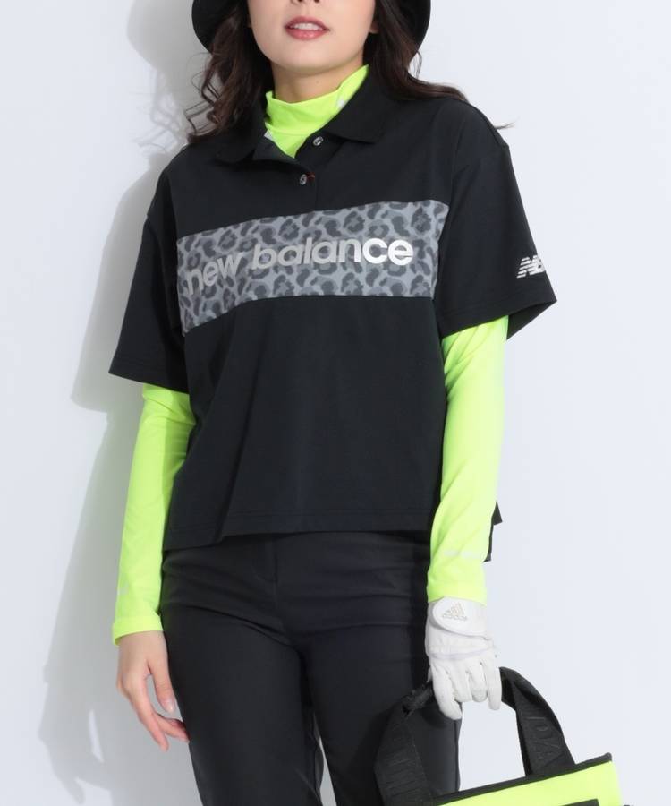 NB 【UV】レオパードプリント切替ワイドシルエット半袖ポロシャツ