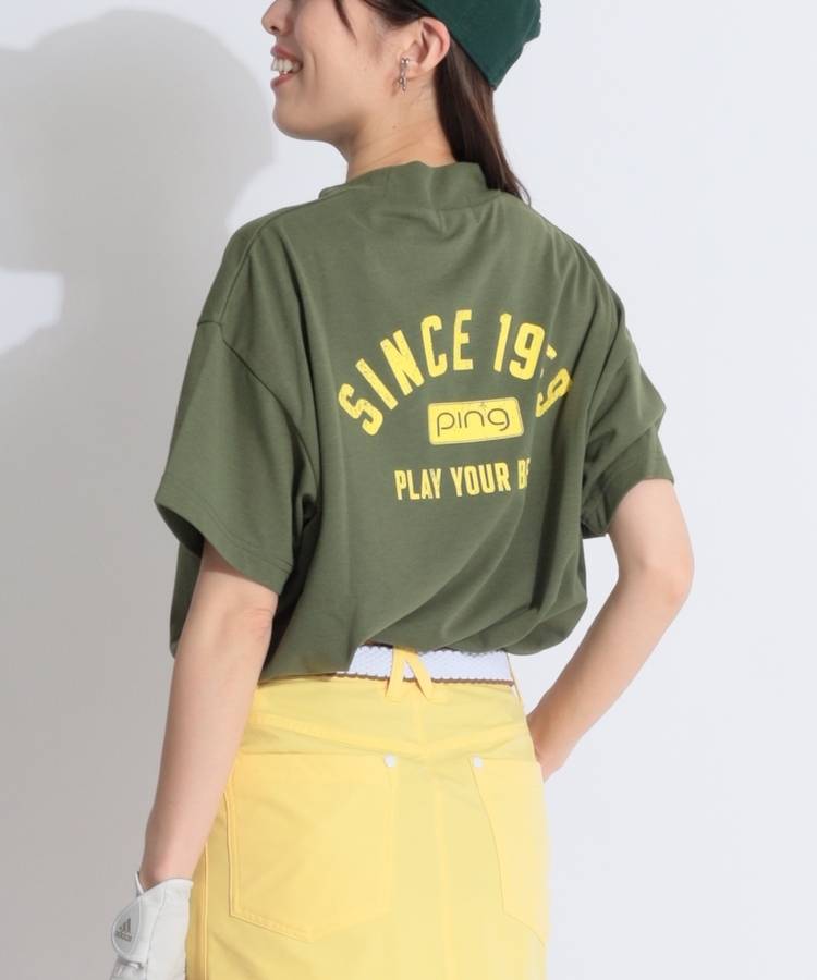 PN 【5/6までタイムセール】【10色展開】【高機能】バックプリントモックネック半袖カットソー