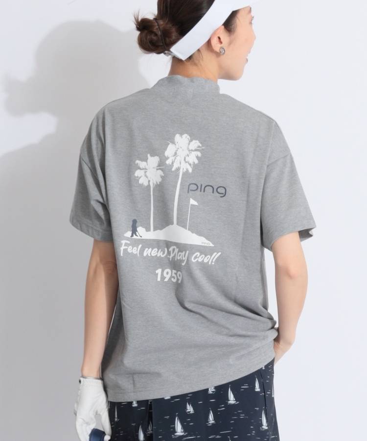 PN 【5/6までタイムセール】【10色展開】【高機能】バックプリントモックネック半袖カットソー