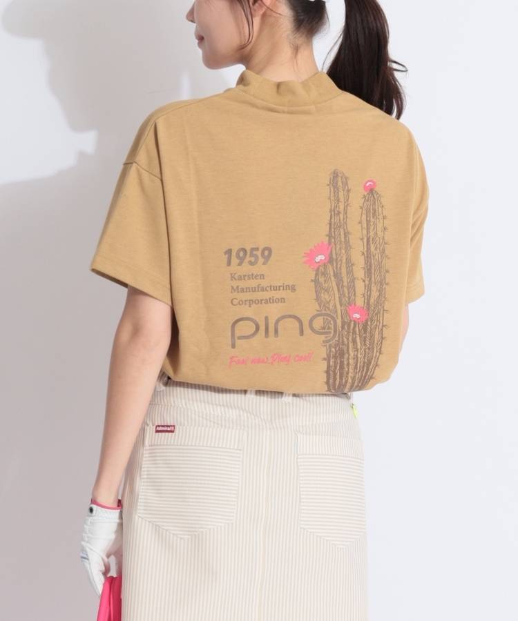 PN 【5/6までタイムセール】【10色展開】【高機能】バックプリントモックネック半袖カットソー