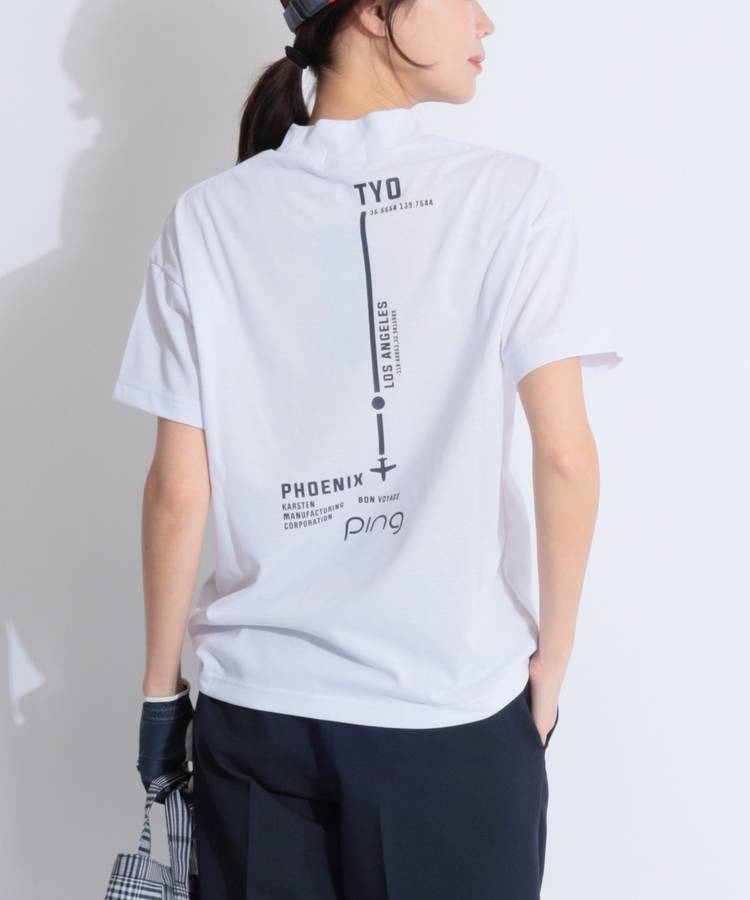 PN 【5/6までタイムセール】【10色展開】【高機能】バックプリントモックネック半袖カットソー