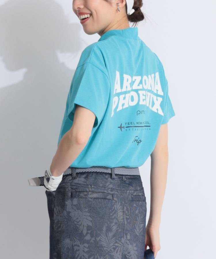 PN 【10色展開】【高機能】バックプリントモックネック半袖カットソー