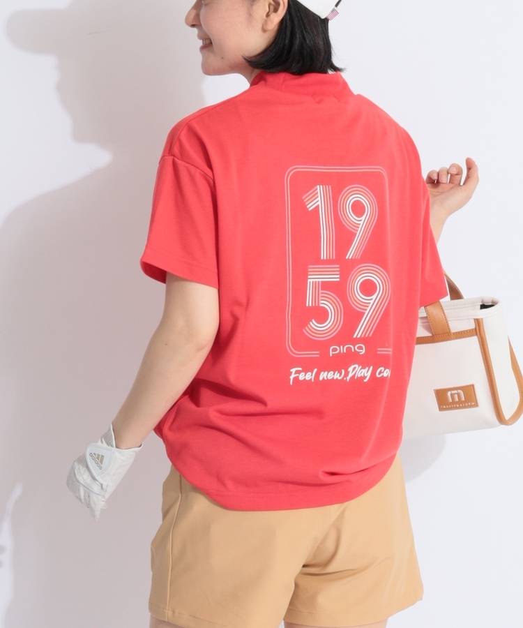 PN 【5/6までタイムセール】【10色展開】【高機能】バックプリントモックネック半袖カットソー