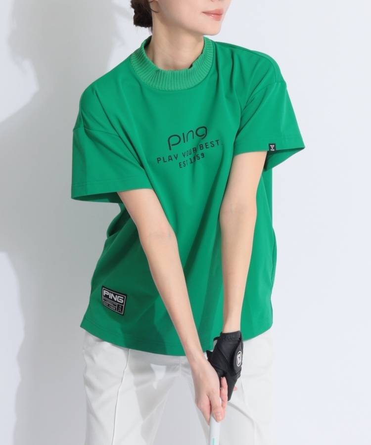 PN 【ハイストレッチ】リラクシーリブニットネック半袖カットソー
