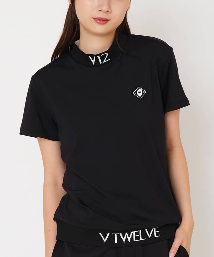 VI 【速乾ストレッチ】バックプリントリブネック半袖カットソー