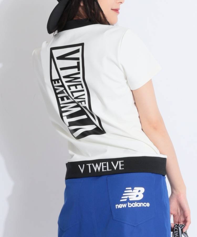 VI 【速乾ストレッチ】バックプリントリブネック半袖カットソー