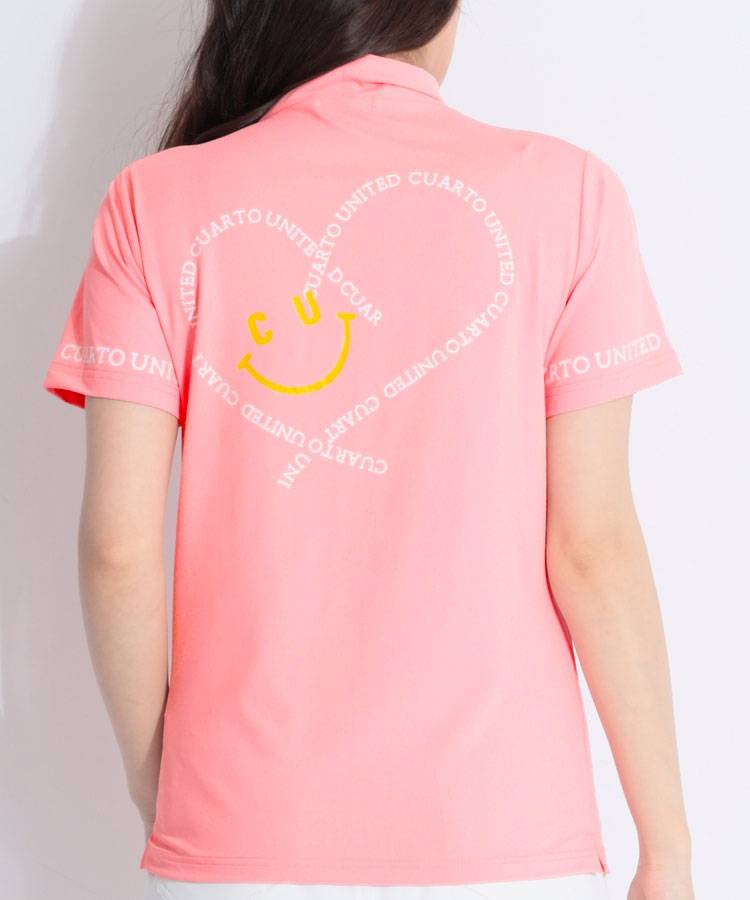CU バックプリントモックネック半袖カットソー