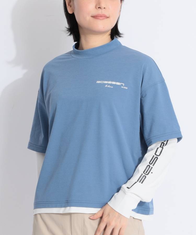 RO 【UV】レイヤード風モックネック長袖Tシャツ