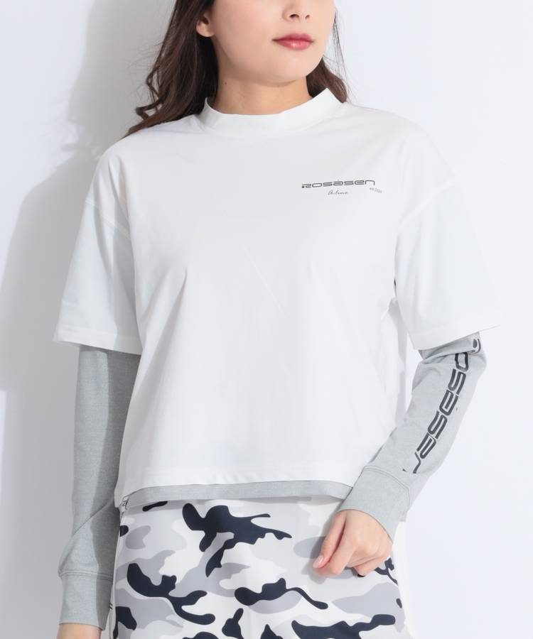RO 【UV】レイヤード風モックネック長袖Tシャツ