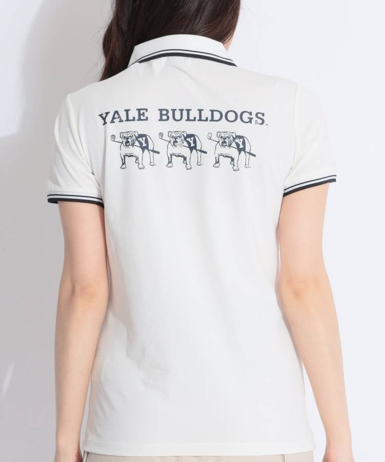 RO 【YALE_University】【ストレッチ】リブラインバックプリント半袖ポロシャツ