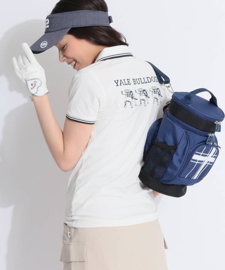 RO 【YALE_University】【ストレッチ】リブラインバックプリント半袖ポロシャツ