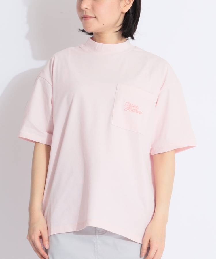 TM 【ECO】バックプリントモックネック半袖カットソー
