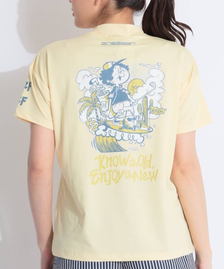 RO 【冷感UV】バックプリントモックネック半袖カットソー
