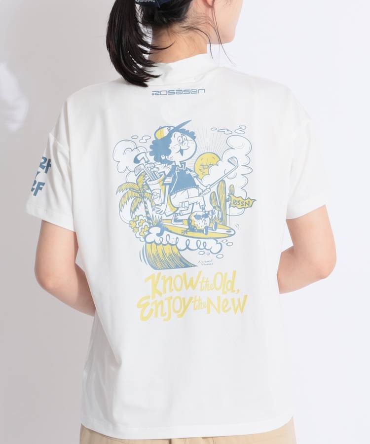 RO 【冷感UV】バックプリントモックネック半袖カットソー