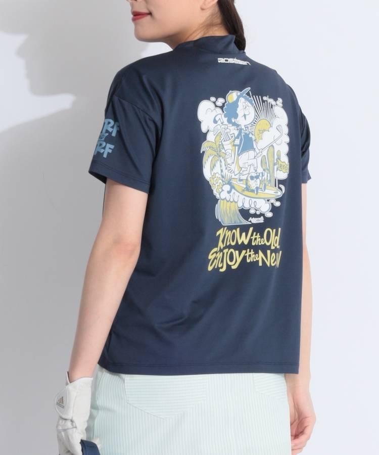 RO 【冷感UV】バックプリントモックネック半袖カットソー