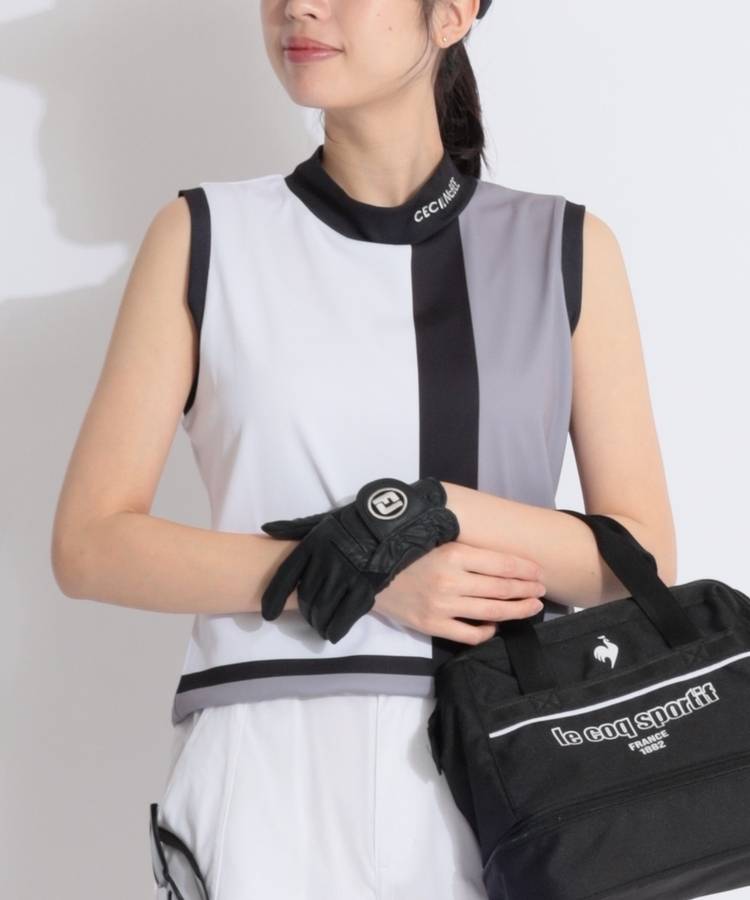 CC カラーブロックモックネックノースリーブカットソー
