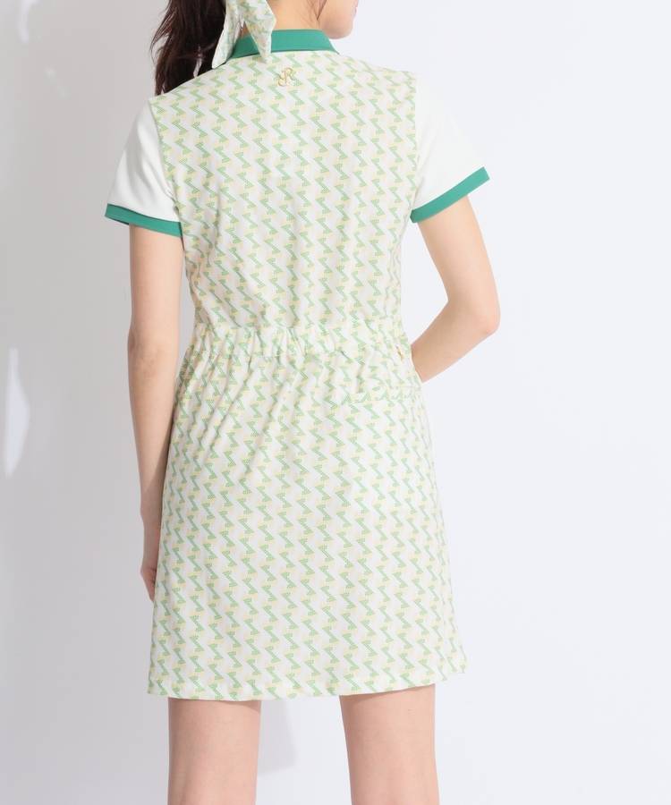 RR バックメッシュロゴプリント半袖ポロワンピース