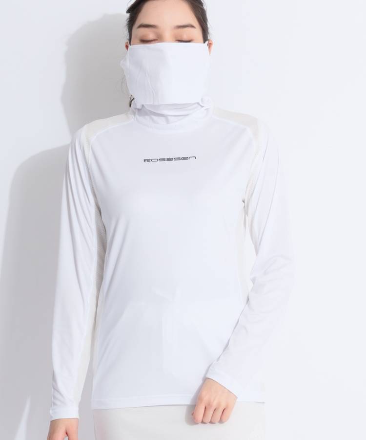 RO 【速乾UV】一体型フェイスカバーメッシュ切替長袖インナー