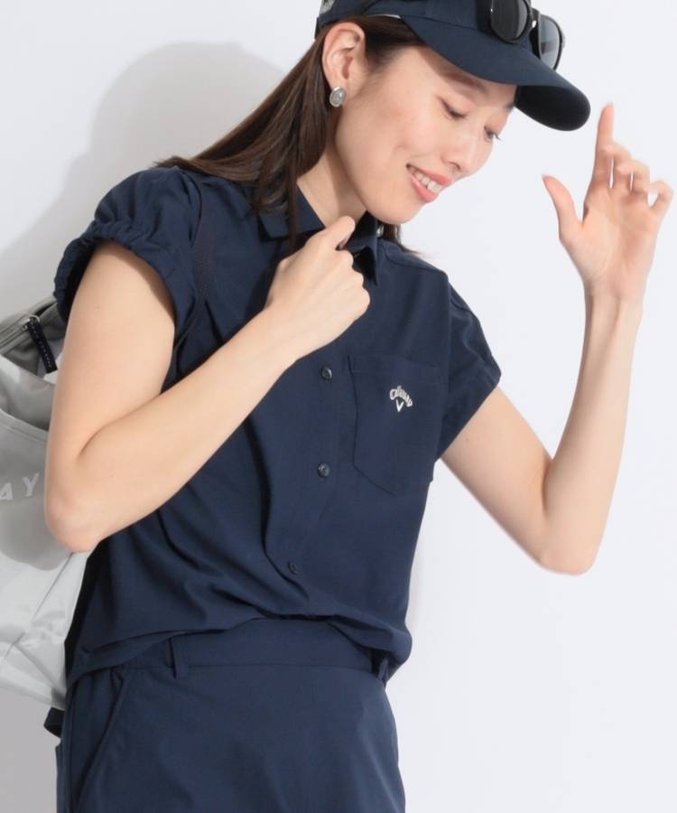 CA 【かざあなメッシュ】フレンチスリーブシャツ