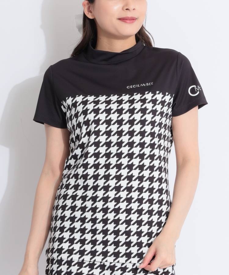 CC 千鳥切替モックネック半袖カットソー