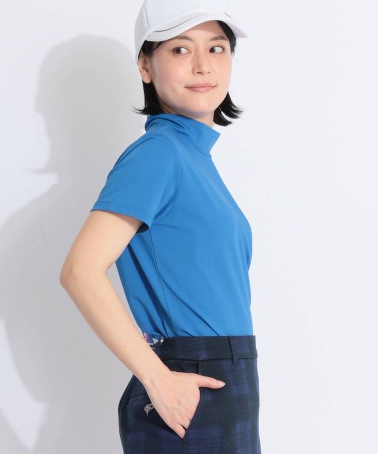 HK 【冷感UV】レタードヘンリーモックネック半袖カットソー