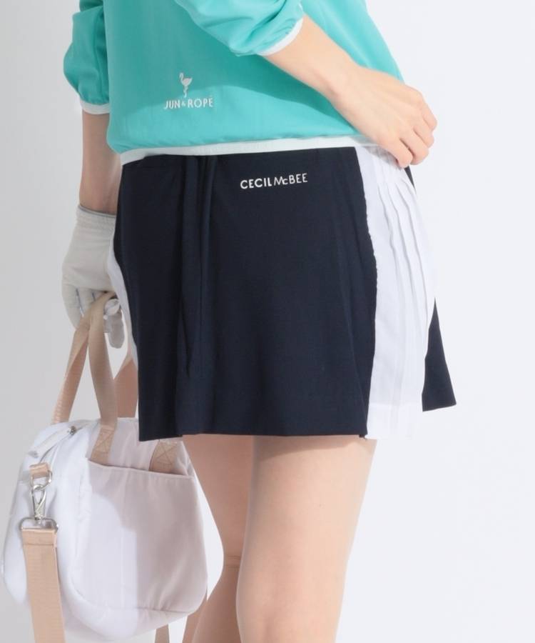 CC バイカラー切替サイドプリーツスカート