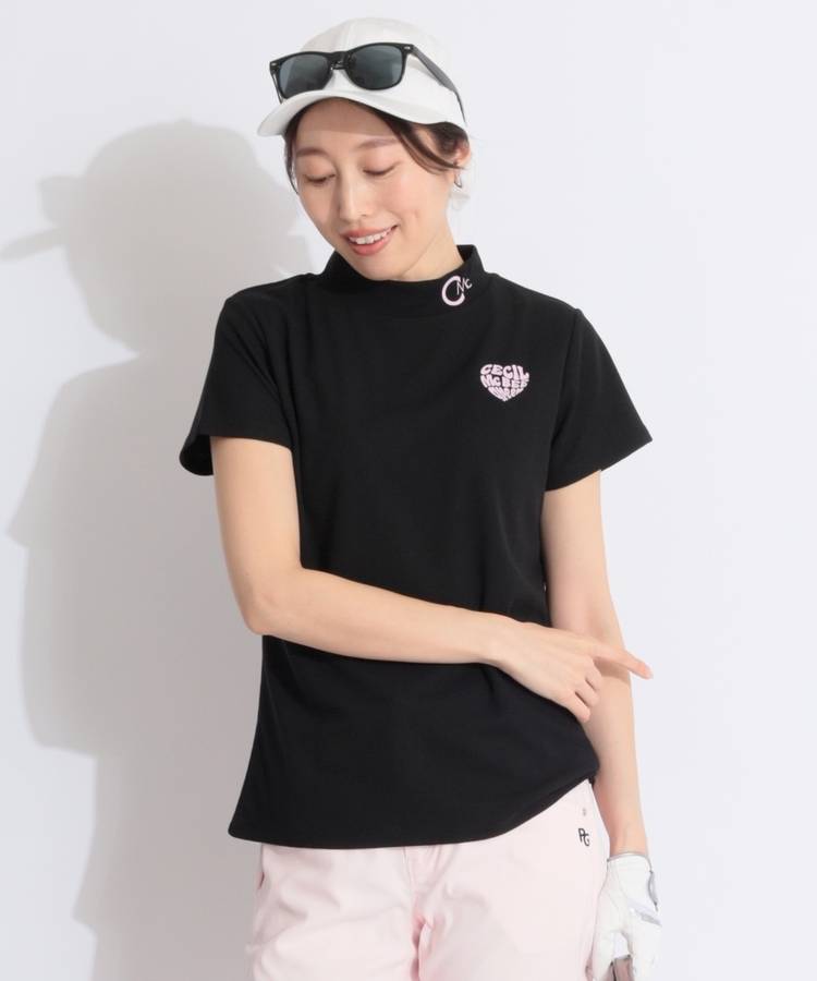 CC ハートモチーフモックネック半袖カットソー