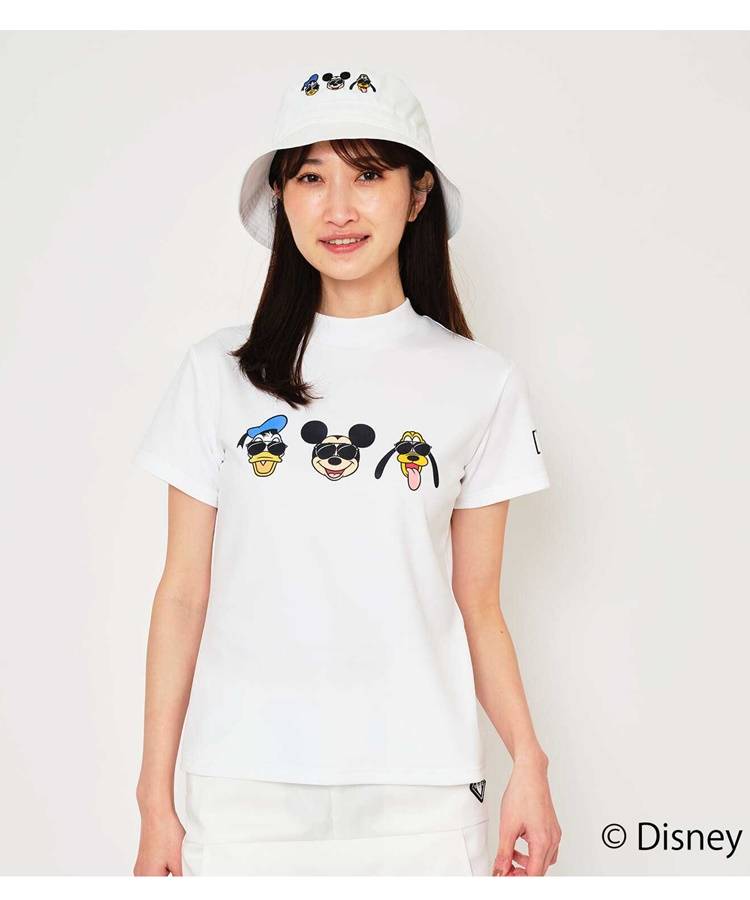 VI ディズニーコレクション／【ストレッチUV】フェイスプリントモックネック半袖カットソー