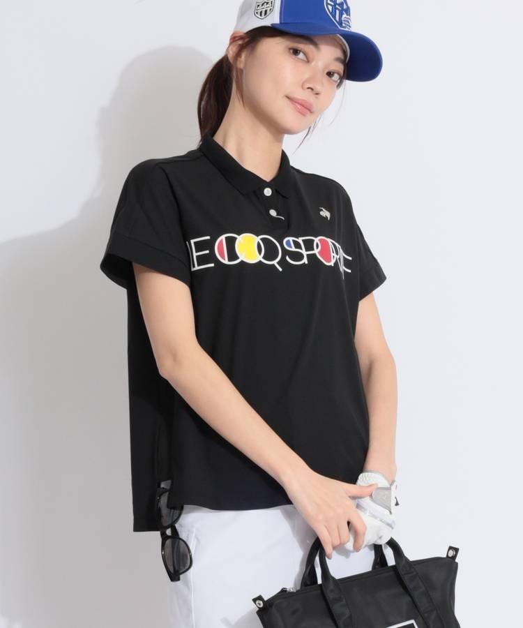 LQ 【部分通気】カラフルロゴワイド半袖ポロシャツ