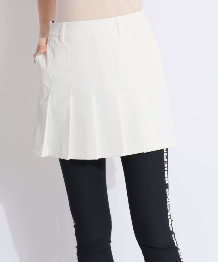 BR 【防透撥水】バックウエストロゴプリーツスカート