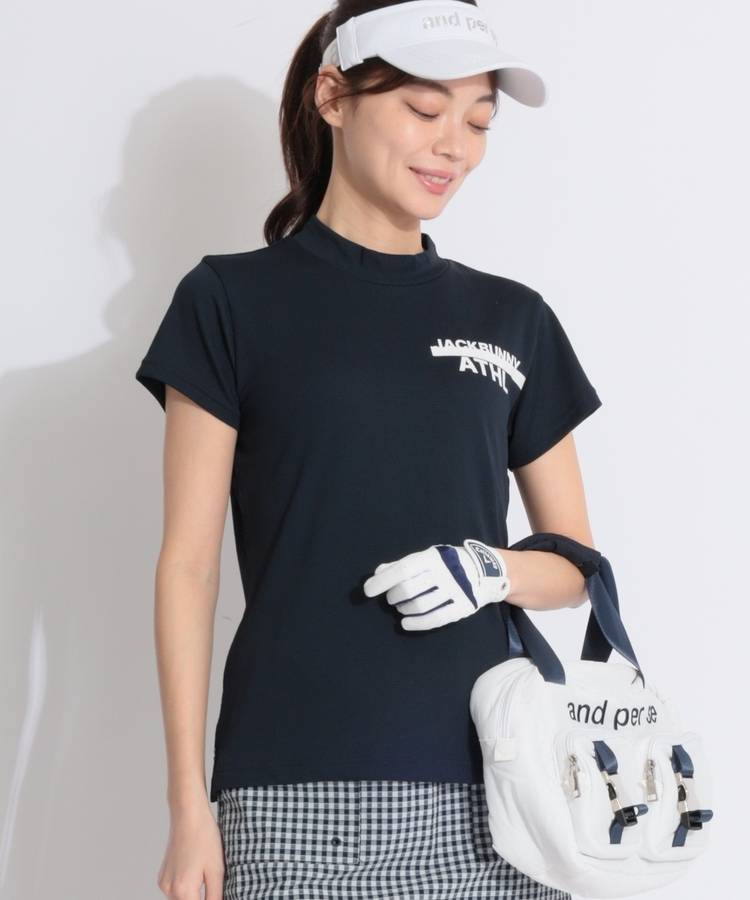 JB 【接触冷感】ロゴラインポイントモックネック半袖カットソー