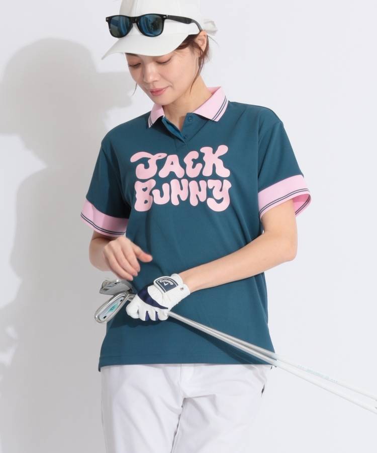 JB バイカラーロゴデザイン半袖ポロシャツ