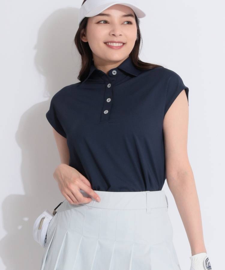 AS 【7/6までタイムセール】バックタックフレンチスリーブポロシャツ