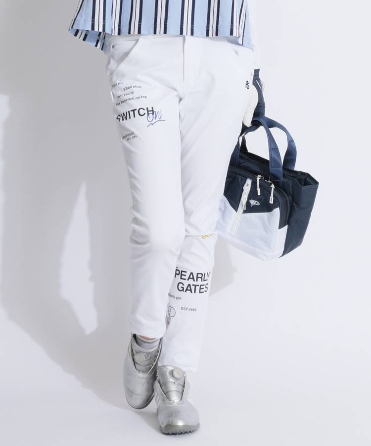 PG 【ストレッチ】レタリングプリントツイルロングパンツ