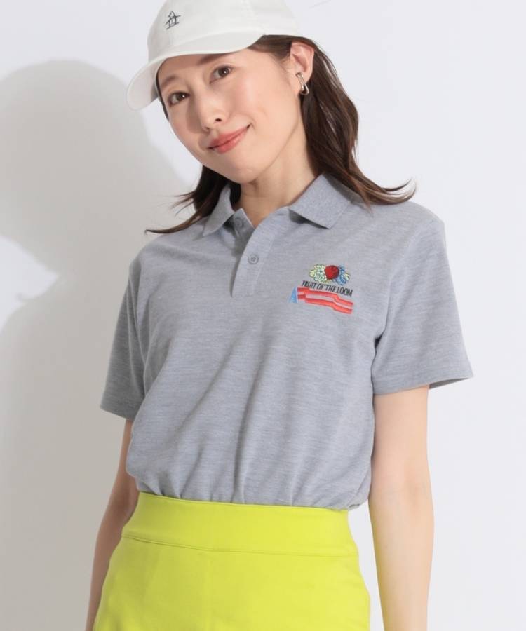 BE 【FRUIT_OF_THE_LOOM】【ユニセックス】ロゴ刺繍カノコ半袖ポロシャツ