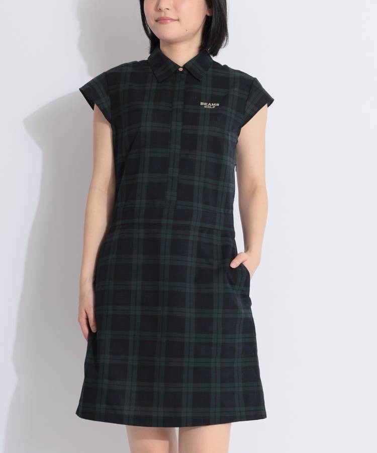 BE ウエスト切替フレンチスリーブシャツワンピース