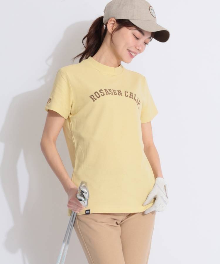 RO 【接触冷感】アーチロゴワッペンモックネック半袖カットソー