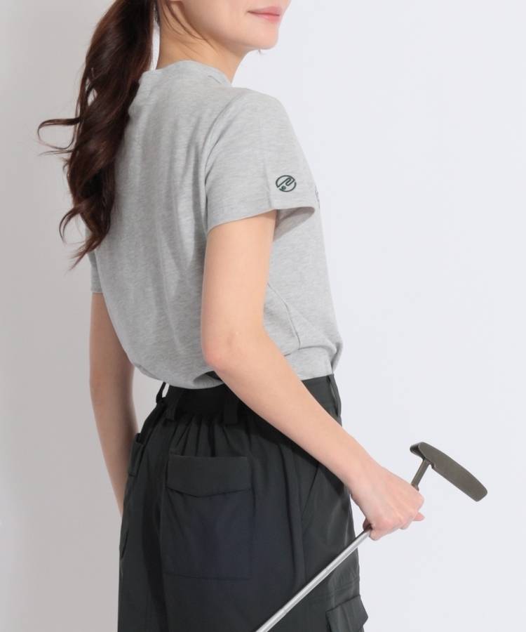 RO 【接触冷感】アーチロゴワッペンモックネック半袖カットソー