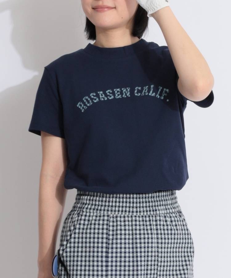RO 【接触冷感】アーチロゴワッペンモックネック半袖カットソー