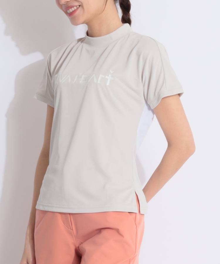 VH 【吸水速乾UV】バックハートメッシュモックネック半袖カットソー