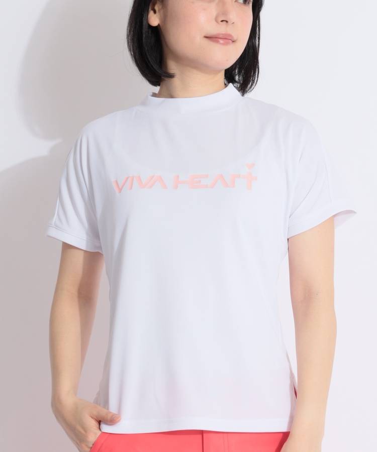 VH 【吸水速乾UV】バックハートメッシュモックネック半袖カットソー