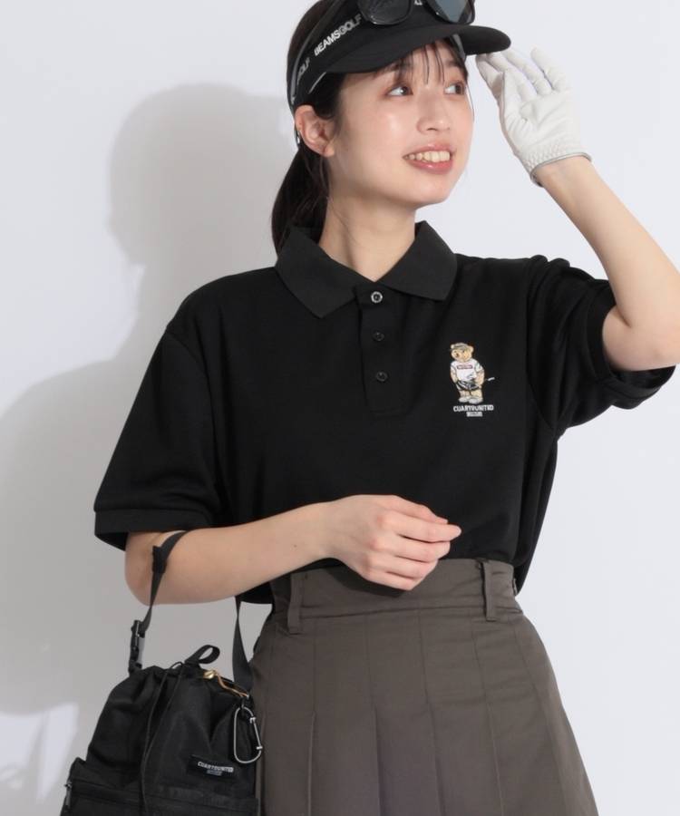 CU 【TeddyBear】【ユニセックス】ワンポイント刺繍カノコ半袖ポロシャツ