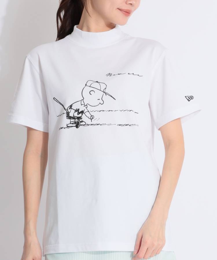 NE 【ユニセックス】【PEANUTS】鹿の子モックネック半袖カットソー