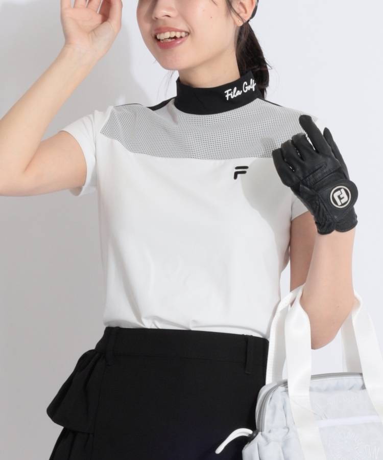 FG 【冷感UV】メッシュ切替モックネック半袖カットソー