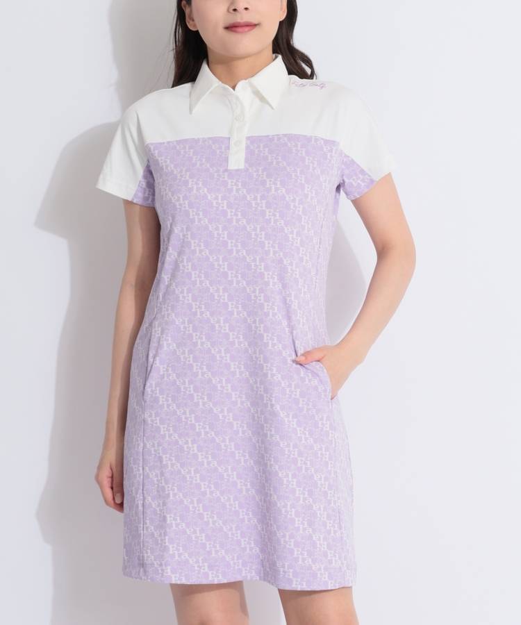 FG 【速乾ストレッチ】ジャガード総ロゴ半袖ワンピース