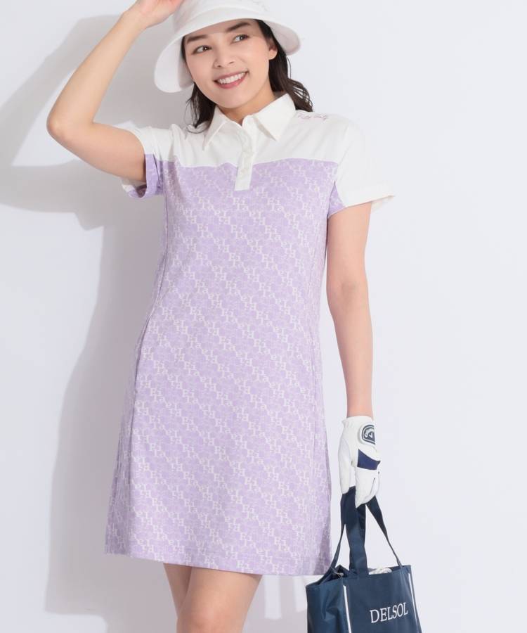 FG 【速乾ストレッチ】ジャガード総ロゴ半袖ワンピース