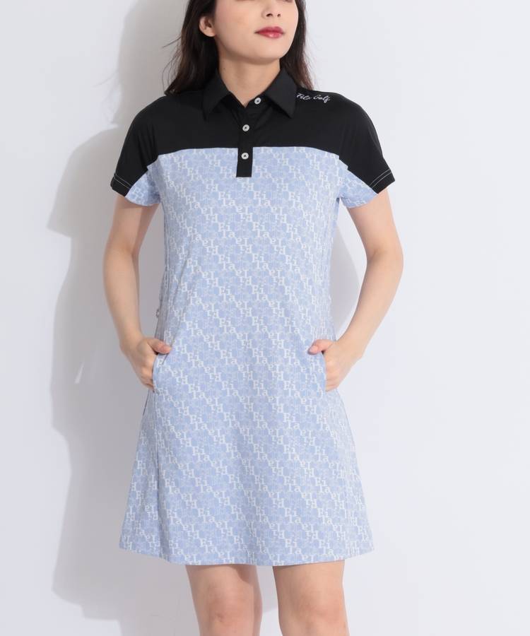 FG 【速乾ストレッチ】ジャガード総ロゴ半袖ワンピース