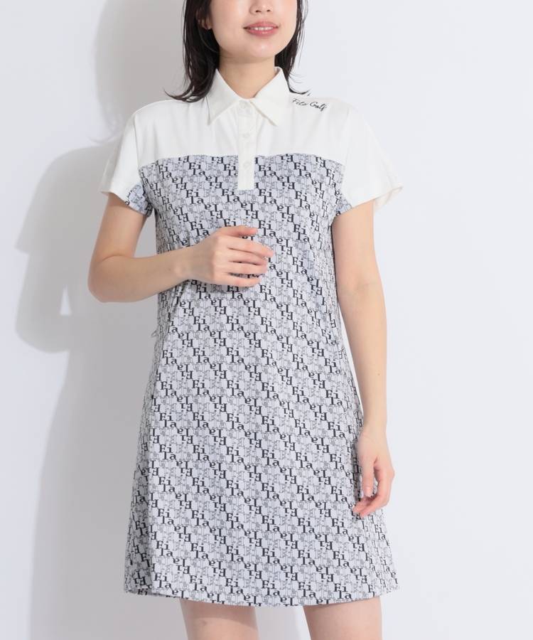 FG 【速乾ストレッチ】ジャガード総ロゴ半袖ワンピース